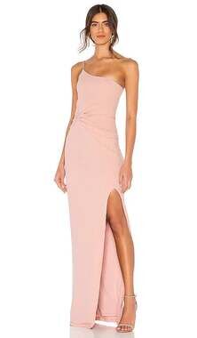 Nookie Lust One Shoulder Gown in Blush- Revolve- Size Large - Retails $250